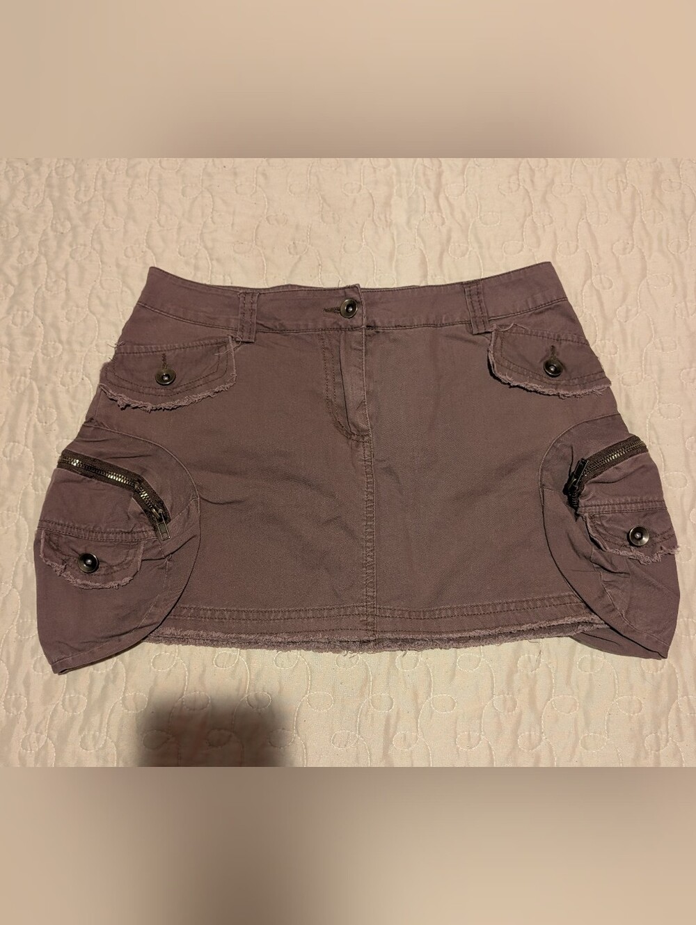 Sexy Y2K Edge Cargo Utility Mini Brown Skirt Size Small